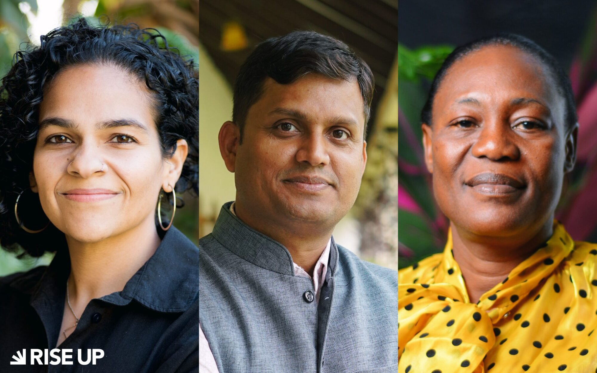 Climate justice is gender justice (3)|Climate justice is gender justice|Climate justice is gender justice|Neha circle headshot|Anastesia circle headshot|Prem circle headshot |||||